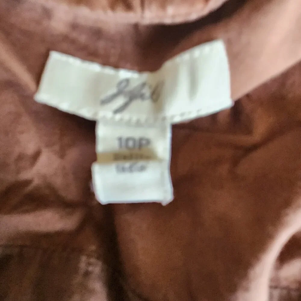 J. Jill Women’s Size 10P Dark Brown A-line Embroidered Lined Cotton MIDI Skirt